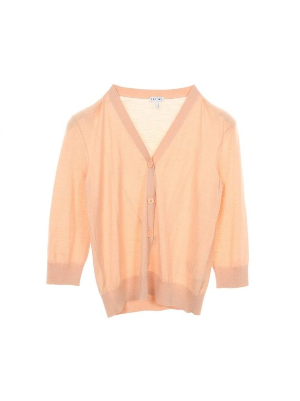 Loewe Cardigan Anagram Embroidery Crop Short Pink Beige Wool